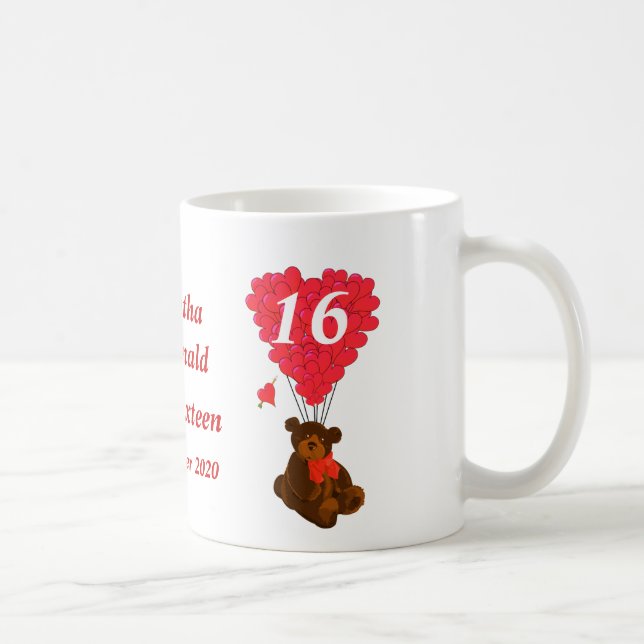 Taza De Café Dulce personalizado dieciséis del oso de peluche (Derecha)