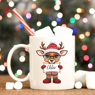 Taza De Café Dulce reno en Navidades Pajamas cacao Mug