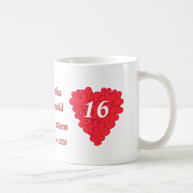Taza De Café Dulce romántico personalizado dieciséis del (Derecha)