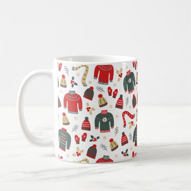 Taza De Café Dulces de vacaciones Gorras y Mittens Mug (Izquierda)