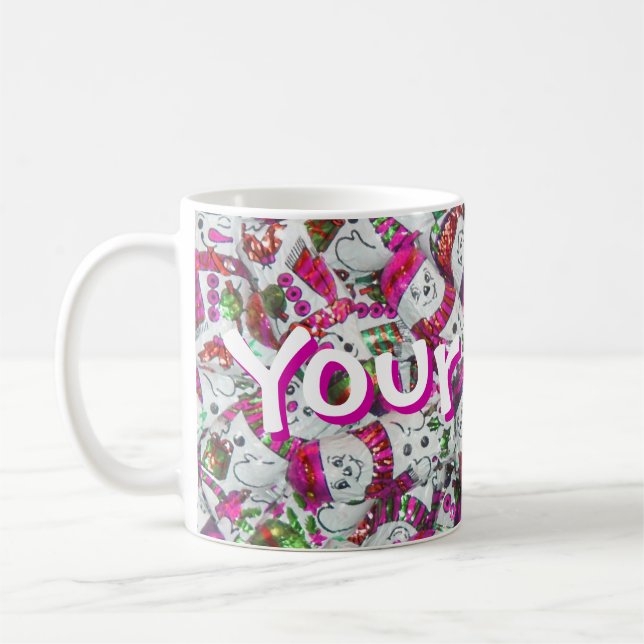 Taza De Café Dulces hombres de nieve Rosa tu nombre mug (Izquierda)