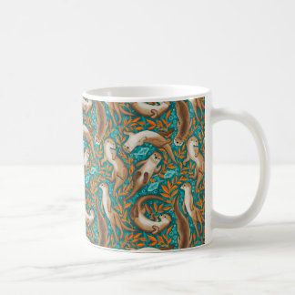Taza De Café Dulces nutrias de natación en Verde azulado y Nara
