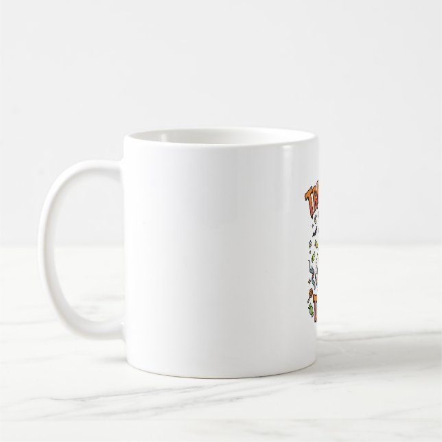 Taza De Café Dulces travesuras de perro de Halloween (Izquierda)