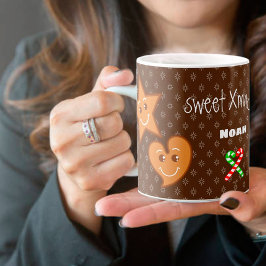 Taza De Café dulces XmaS Gingerbread Pals-Candy Cane Personaliz