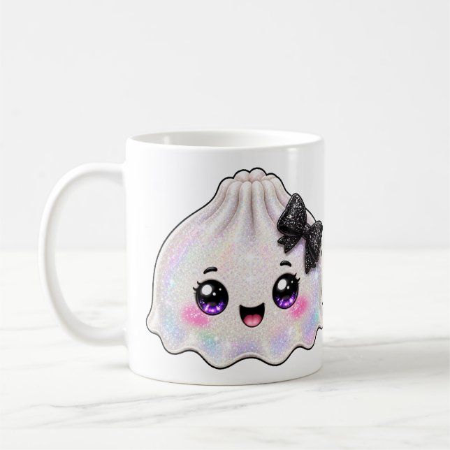 Taza De Café Dumpling Fantasma Blanco Squishy Halloween Negro  (Izquierda)