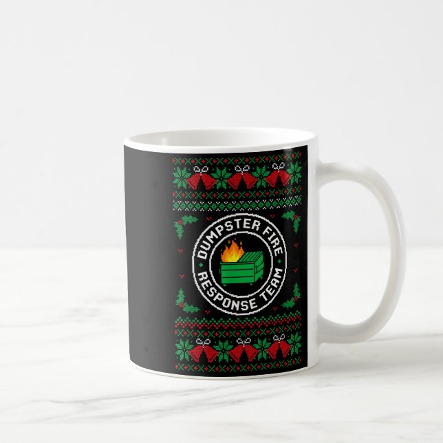 Taza De Café Dumpster Fire Resnse Team Ugly Christmas Sweater X (Derecha)