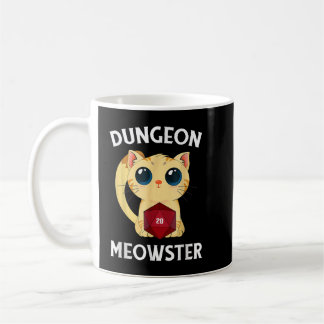 Taza De Café Dungeon Meowster Funny-Nerdy Cat D20 RPG Fantasy G