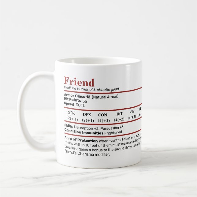 Taza De Café Dungeons & Dragons Friend BFF StBlock Mug (Izquierda)