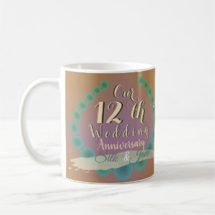Taza De Café Duodécimo aniversario Boda Silk & Jade Café Mug