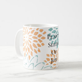 Taza De Café Durazno Aqua Floral Flores Semillas de Alegría Sue