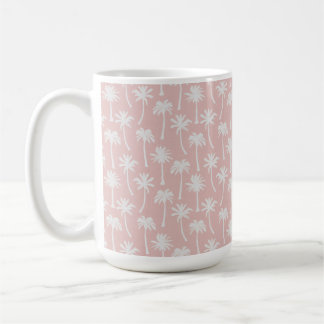 TAZA DE CAFÉ DURAZNO PASTEL CON PALMERAS TROPICALES DE VERANO B