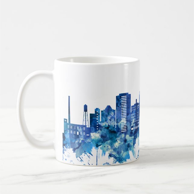 Taza De Café Durham North Carolina Skyline Blue (Izquierda)