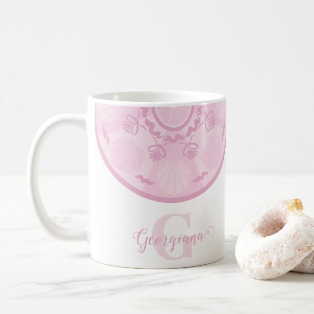 Taza De Café Dusky Rosa personalizado Gran Mandala del Milenio (Con donut)