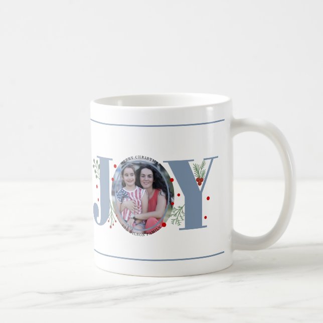 Taza De Café Dusty blue Joy con Navidades de bayas foto (Derecha)
