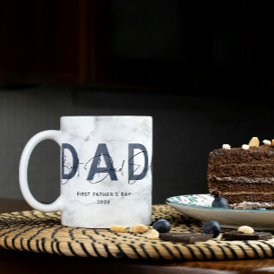 Taza De Café Dusty Blue Marble Mejor Papá Foto Del Día De Los P