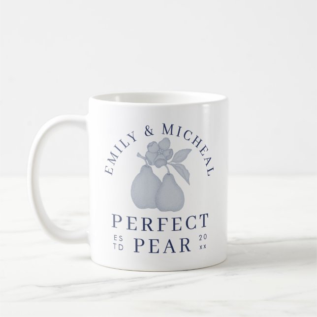 Taza De Café Dusty Blue Perfect Pear Bridal Shower Mug (Izquierda)