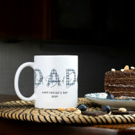 Taza De Café Dusty Blue Plaid Mejor Papá Foto Día De Los Padres