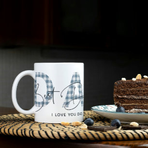 Taza De Café Dusty Blue Plaid Mejor Papá Que Cita A Los Padres