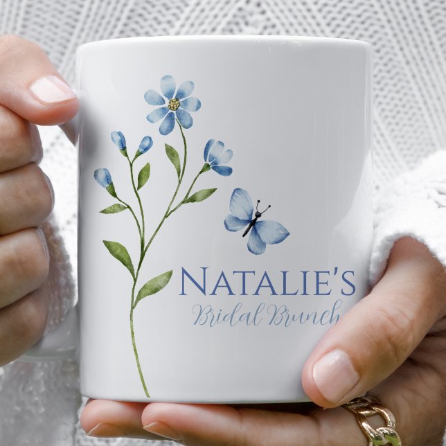 Taza De Café Dusty Blue Wildflower Ducha de novia personalizada (Subido por el creador)