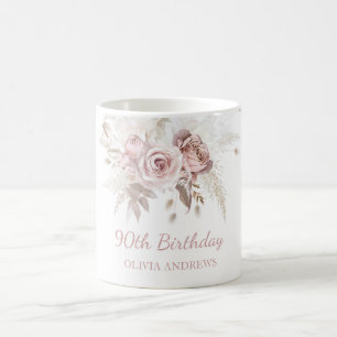 Taza De Café Dusty Pink Rose Rubor 90th Birthday Party Gift