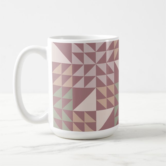 Taza De Café Dusty Rose Geometric Quilt Pattern Coffee Mug (Izquierda)