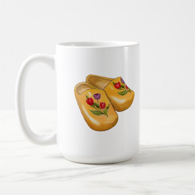 Taza De Café Dutch Wooden Shoes with Tulips, Klompen, Holland (Izquierda)