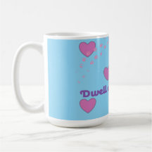 dwell on joy hearts and paw prints coffee mug