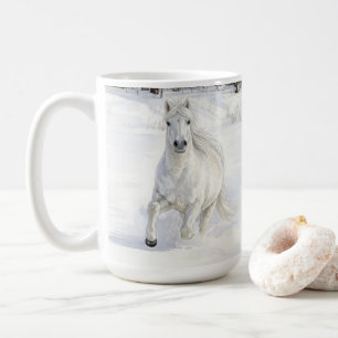 Taza De Café Dyfra el caballo islandés galopando en la nieve