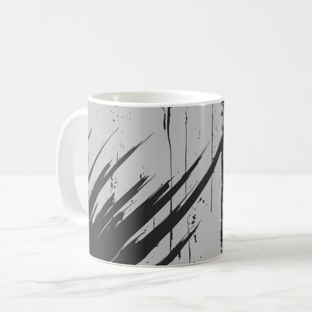 Taza De Café Dynamic Chaos of Black Strokes (Anverso izquierdo)