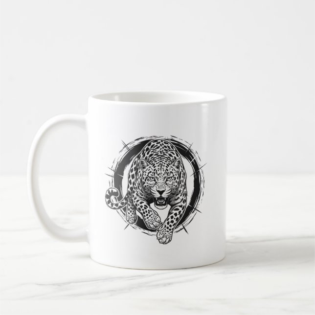 Taza De Café Dynamic Leopard / Jaguar Attack Coffee Mug - Bold  (Izquierda)