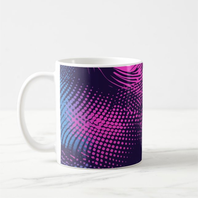 Taza De Café 💖 Dynamic Pink & Purple Dotted Abstract Pattern  (Izquierda)