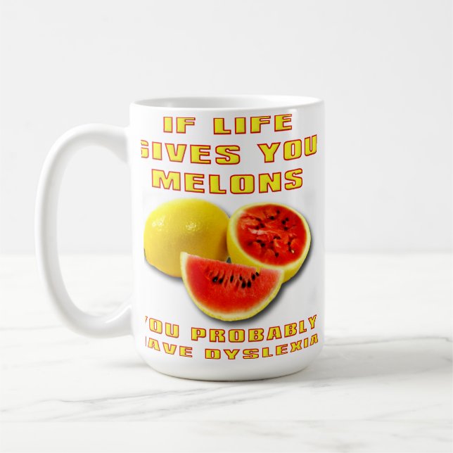 Taza De Café Dyslexic Melons Funny Mug (Izquierda)
