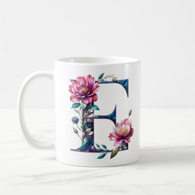 Taza De Café E Coffee Mug - Diseño floral para regalo (Izquierda)