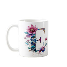 E Coffee Mug - Diseño floral para regalo