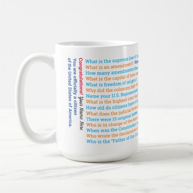 Taza De Café E.U.A.: Preguntas de prueba de ciudadanía (Izquierda)