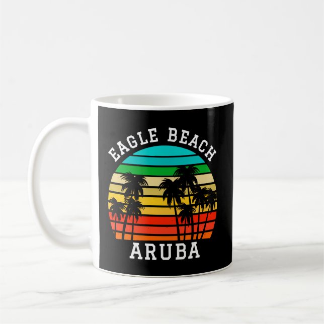 Taza De Café Eagle Beach Aruba Familia Vacaciones Sunset Palm T (Izquierda)