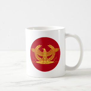 Taza De Café Eagle de oro romano en rojo