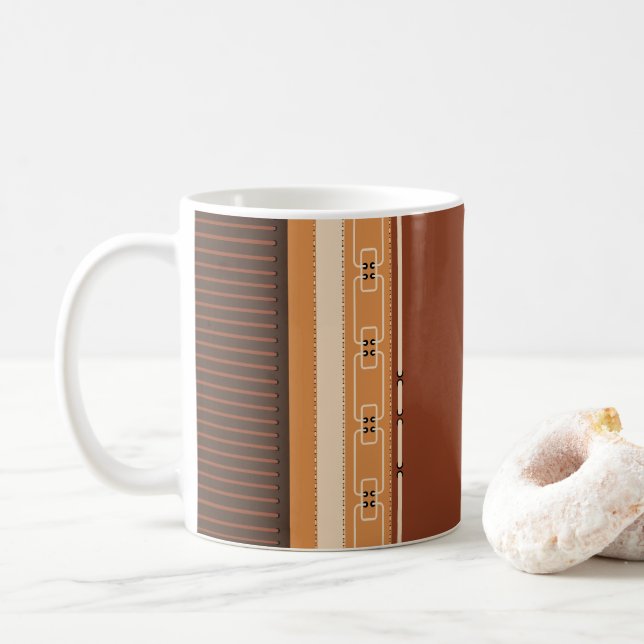 Taza De Café Earth Tone Geometric Pattern Mug (Con donut)
