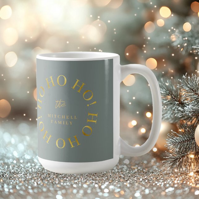 Taza De Café Earthy Green Gold Navidades Ho Ho ID1009 (Subido por el creador)