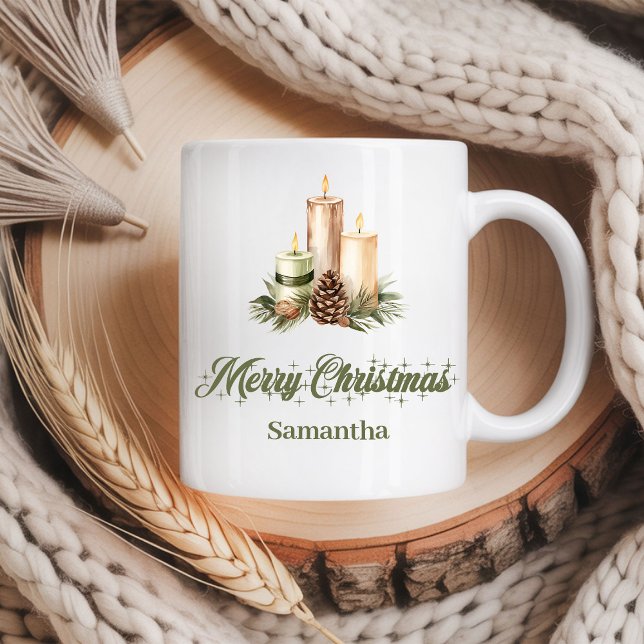 Taza De Café Earthy Neutral Christmas Mug Personalized Gift (Earthy Neutral Christmas Mug Personalized Gift)