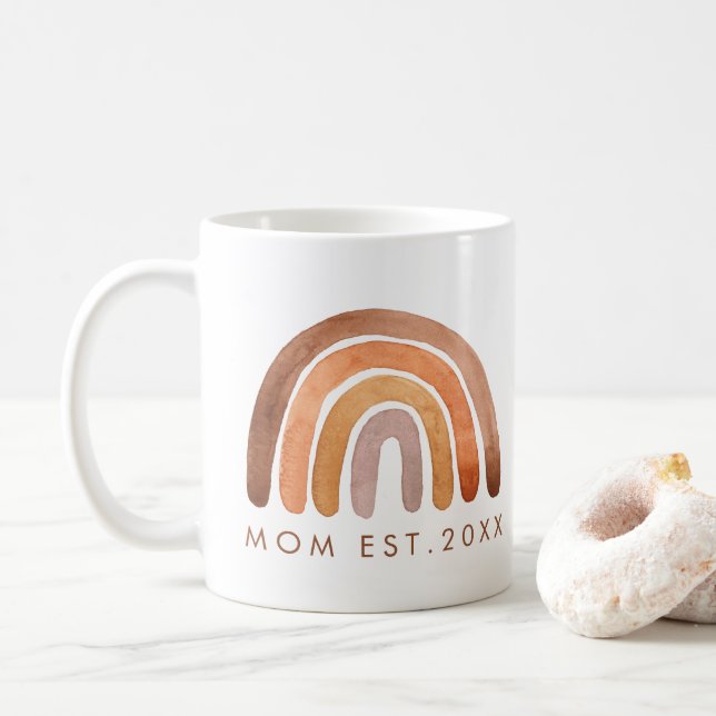 Taza De Café Earthy Tone Boho Rainbow Mom (Con donut)