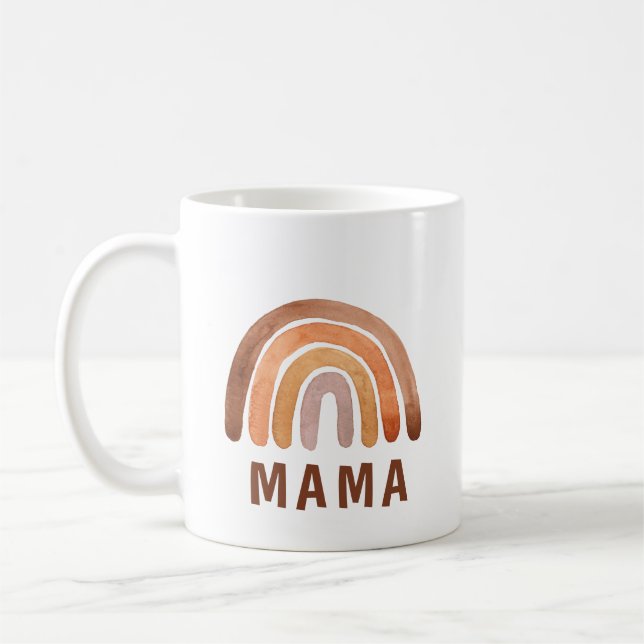 Taza De Café Earthy Tone Watercolor Boho Mama (Izquierda)