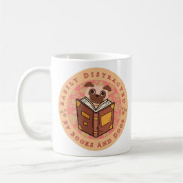 Taza De Café Easily Distracted By Books And Dogs - Cute Pug Dog