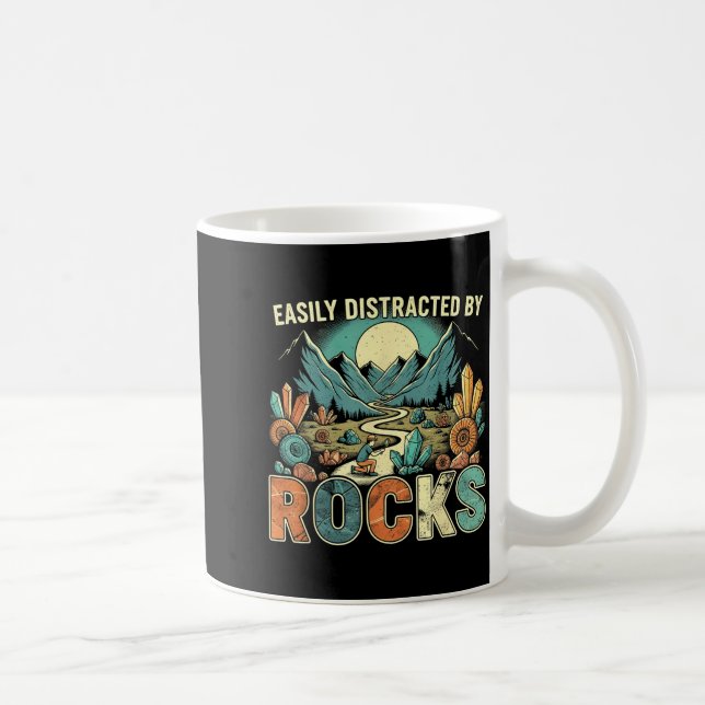 Taza De Café Easily Distracted By Rocks Geology Geologist Colle (Derecha)