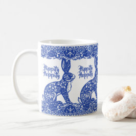 Taza De Café Easter Blue Willow Rabbit Bunny Chinoiserie Bonito