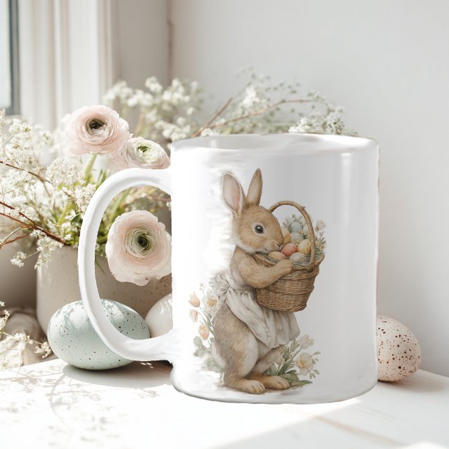 Taza De Café Easter bunny with flowers and Easter eggs (Subido por el creador)