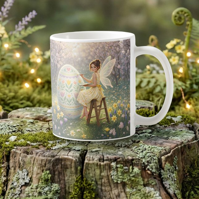 Taza De Café Easter Fairy Painting Egg Spring (Subido por el creador)
