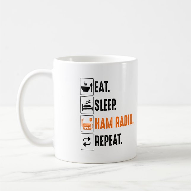 Taza De Café Eat Sleep Amateur Ham Radio (Izquierda)