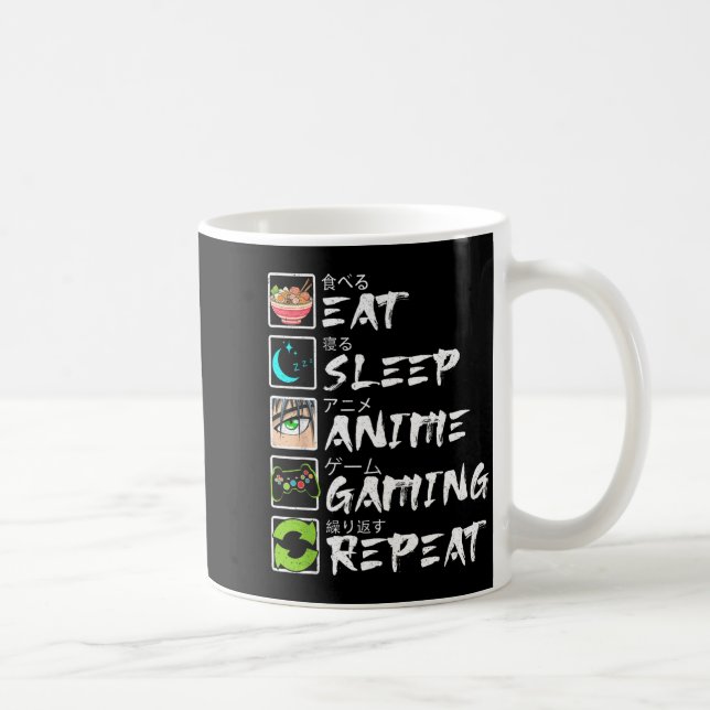 Taza De Café Eat Sleep Anime Gaming Repeat Gamer Men Teen Boy A (Derecha)