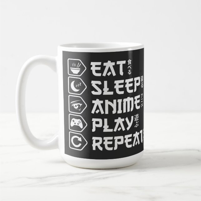 Taza De Café Eat Sleep Anime Play Repeat Otaku Anime Lifestyle (Izquierda)
